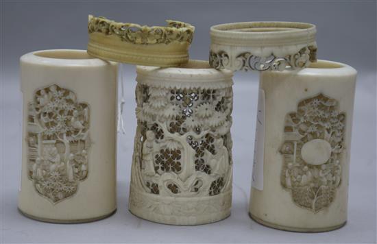 Three Chinese ivory vases